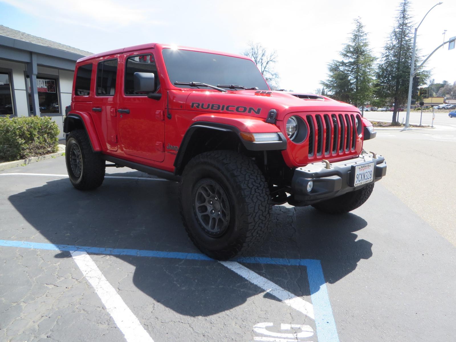 2022 Red /BLACK Jeep Wrangler Unlimited Rubicon 392 (1C4JJXSJ6NW) with an 6.4L V8 DOHC 32V engine, 6A transmission, located at 2630 Grass Valley Highway, Auburn, CA, 95603, (530) 508-5100, 38.937893, -121.095482 - 392 HEMI Rubicon ready for the track or trail. Must see before its gone! - Photo #2