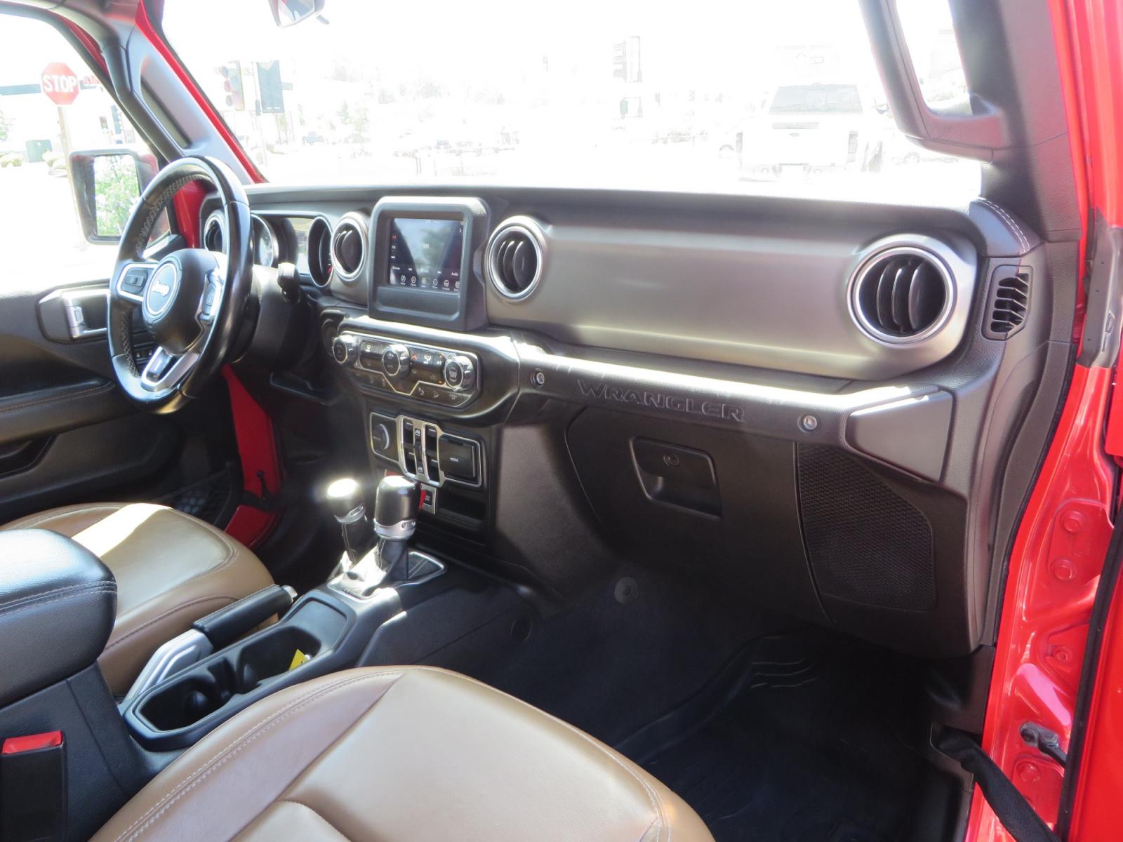 2020 Red /TAN Jeep Wrangler Unlimited Rubicon (1C4HJXFN8LW) with an 2.0L L4 DOHC 16V TURBO engine, 6A transmission, located at 2630 Grass Valley Highway, Auburn, CA, 95603, (530) 508-5100, 38.937893, -121.095482 - Featuring a brand new set of 17" Fuel Recoil wheels and 35" Toyo RT trail tires. - Photo #40