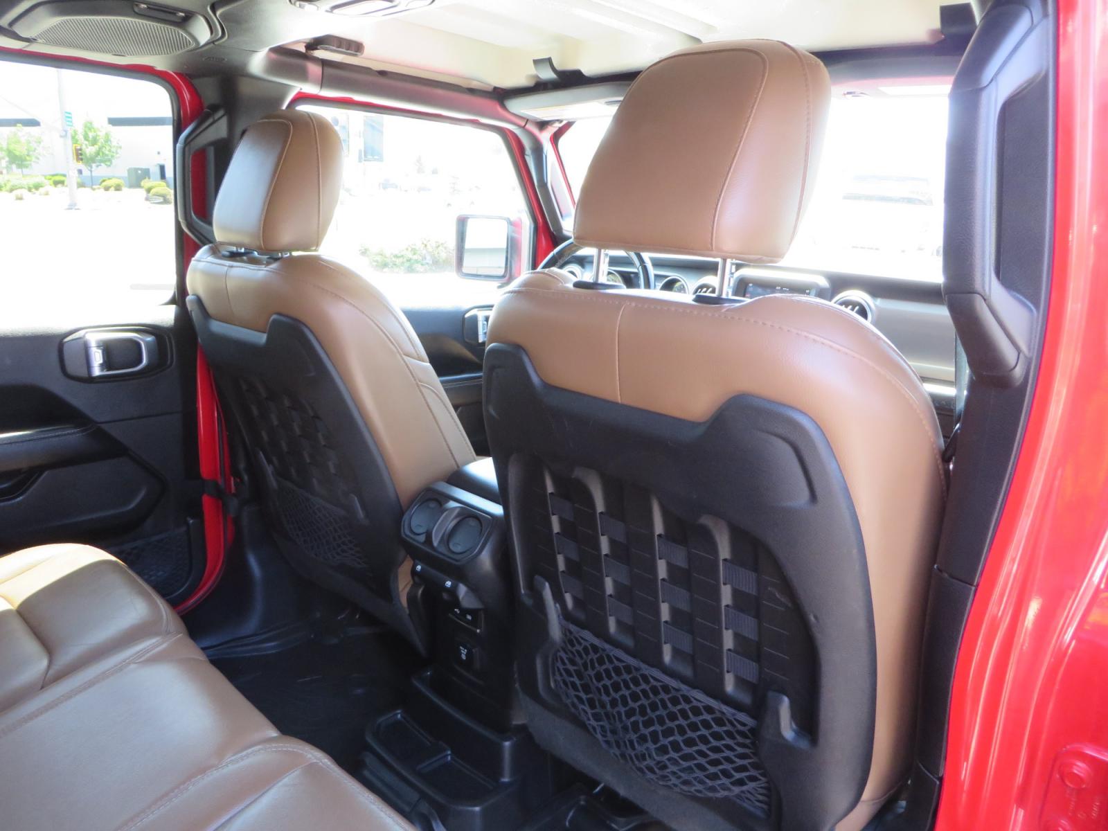 2020 Red /TAN Jeep Wrangler Unlimited Rubicon (1C4HJXFN8LW) with an 2.0L L4 DOHC 16V TURBO engine, 6A transmission, located at 2630 Grass Valley Highway, Auburn, CA, 95603, (530) 508-5100, 38.937893, -121.095482 - Featuring a brand new set of 17" Fuel Recoil wheels and 35" Toyo RT trail tires. - Photo #46