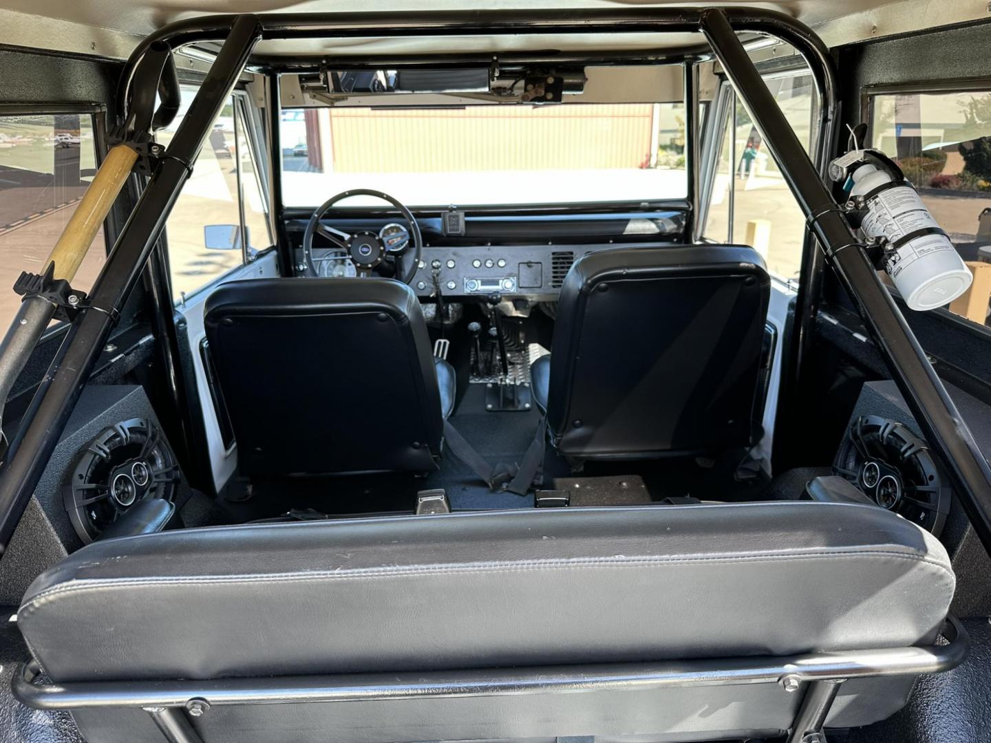 1971 White /Black / Grey Ford Bronco (U15GLK86693) with an 302 engine, np 435 4 speed transmission, located at 2630 Grass Valley Highway, Auburn, CA, 95603, (530) 508-5100, 38.937893, -121.095482 - 1971 FORD BRONCO BUILD CALIFORNIA BRONCO HARD TOP AND NO RUST REBUILT 302 WITH PERFORMANCE CAM, EDELBROCK MANIFOLD, HOLLEY AVENGER 650 CARB & MSD IGNITION NP 435 4 SPEED WITH WILD HORSE BILLET SHIFT EXTENDER DANA 20 WITH WILD HORSE TWIN STICK TRANSFER CASE NEW PAINLESS WIRING HARNESS RHINO LIN - Photo#130