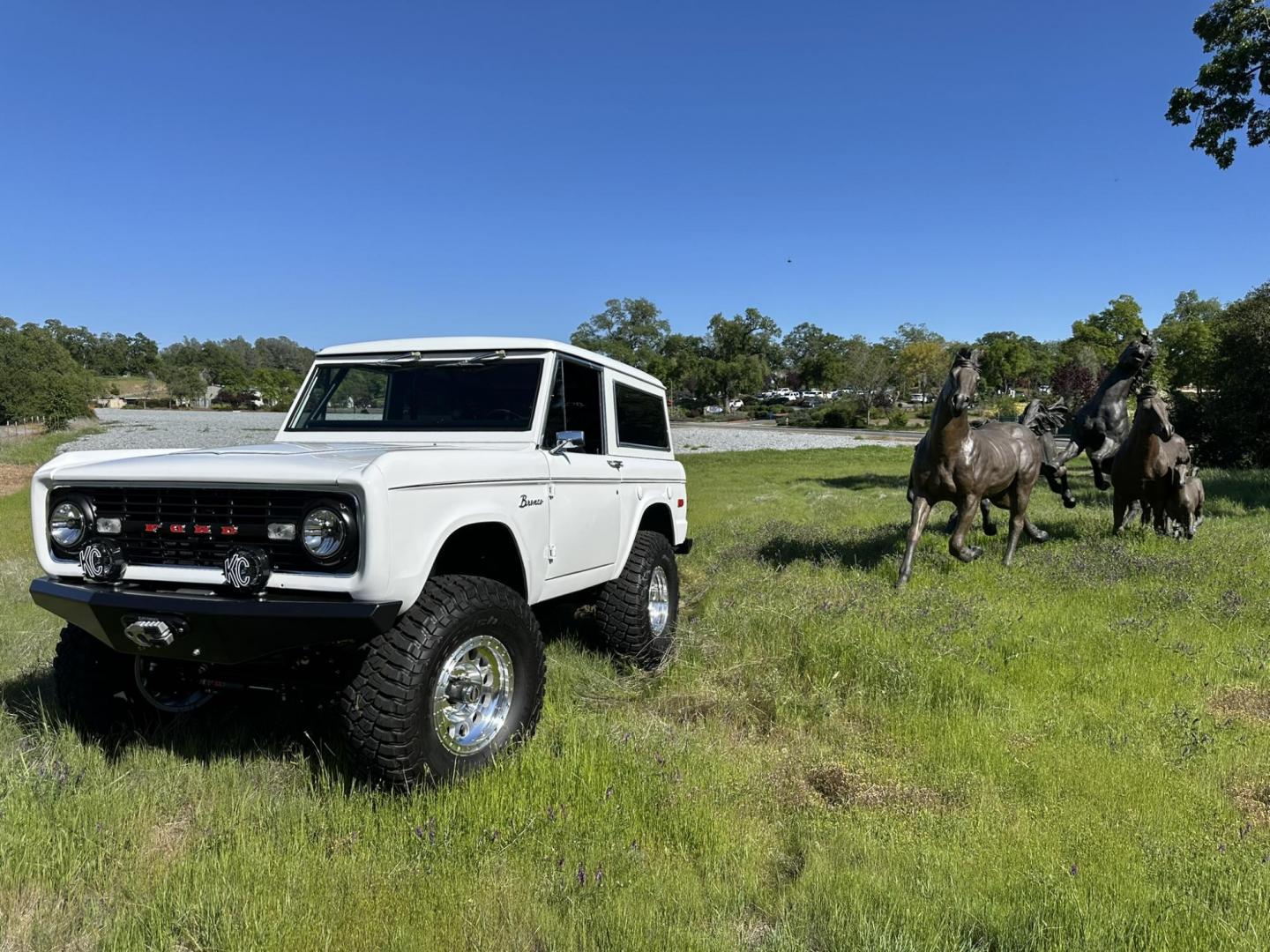 1971 White /Black / Grey Ford Bronco (U15GLK86693) with an 302 engine, np 435 4 speed transmission, located at 2630 Grass Valley Highway, Auburn, CA, 95603, (530) 508-5100, 38.937893, -121.095482 - 1971 FORD BRONCO BUILD CALIFORNIA BRONCO HARD TOP AND NO RUST REBUILT 302 WITH PERFORMANCE CAM, EDELBROCK MANIFOLD, HOLLEY AVENGER 650 CARB & MSD IGNITION NP 435 4 SPEED WITH WILD HORSE BILLET SHIFT EXTENDER DANA 20 WITH WILD HORSE TWIN STICK TRANSFER CASE NEW PAINLESS WIRING HARNESS RHINO LIN - Photo#154