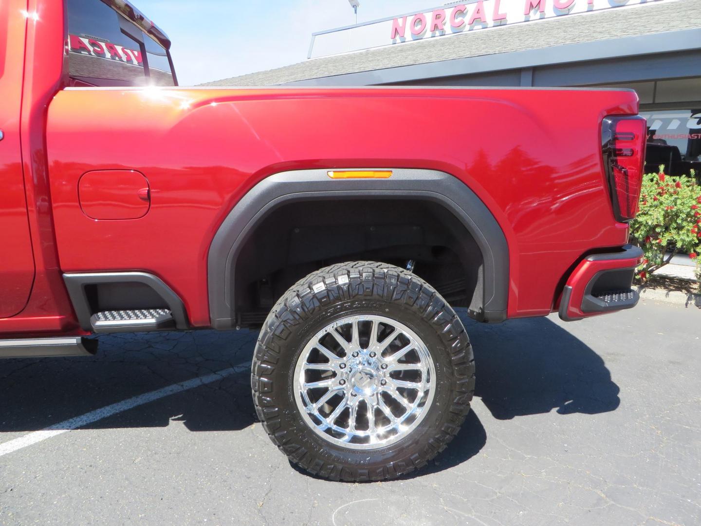 2024 Volcanic Red /Black GMC Sierra 2500HD Denali Crew Cab 4WD SB (1GT49REY6RF) with an 6.6L V8 OHV 16V TURBO DIESEL engine, 6A transmission, located at 2630 Grass Valley Highway, Auburn, CA, 95603, (530) 508-5100, 38.937893, -121.095482 - Denali 2500 featuring a Cognito Level kit, Fox shocks, 20" Fittipaldi FA18 wheels, 35" Nitto Ridge Grappler tires, and a LineX folding tonneau cover. - Photo#15