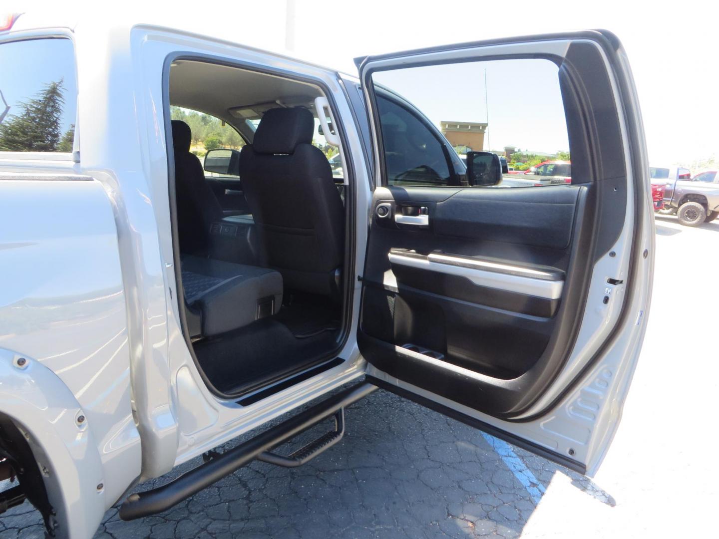2018 Gray /Black Toyota Tundra SR5 5.7L V8 CrewMax 4WD (5TFDY5F15JX) with an 5.7L V8 DOHC 32V engine, 6A transmission, located at 2630 Grass Valley Highway, Auburn, CA, 95603, (530) 508-5100, 38.937893, -121.095482 - Lifted Tundra sitting on a Pro Comp 6" Lift kit, 37" Nitto Ridge Grappler tires, 20" Fuel Recoil wheels, N-Fab running boards, Grille Mounted Light Bar, Bilstein 5100 rear shocks, TRD dual exhaust, Fender Flarew, and window tint. - Photo#49