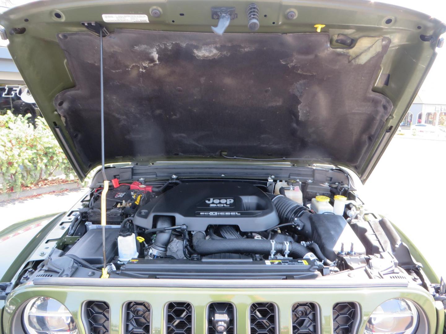 2021 Green Jeep Wrangler Unlimited Rubicon (1C4JJXFM1MW) with an 3.0L V6 DOHC 24V TURBO DIESEL engine, 6A transmission, located at 2630 Grass Valley Highway, Auburn, CA, 95603, (530) 508-5100, 38.937893, -121.095482 - Mopar lifted Diesel Rubicon with Fox shocks, HD tire carrier, Amp Power steps, Roof Rack, and color matched simulated beadlock rings. - Photo#68