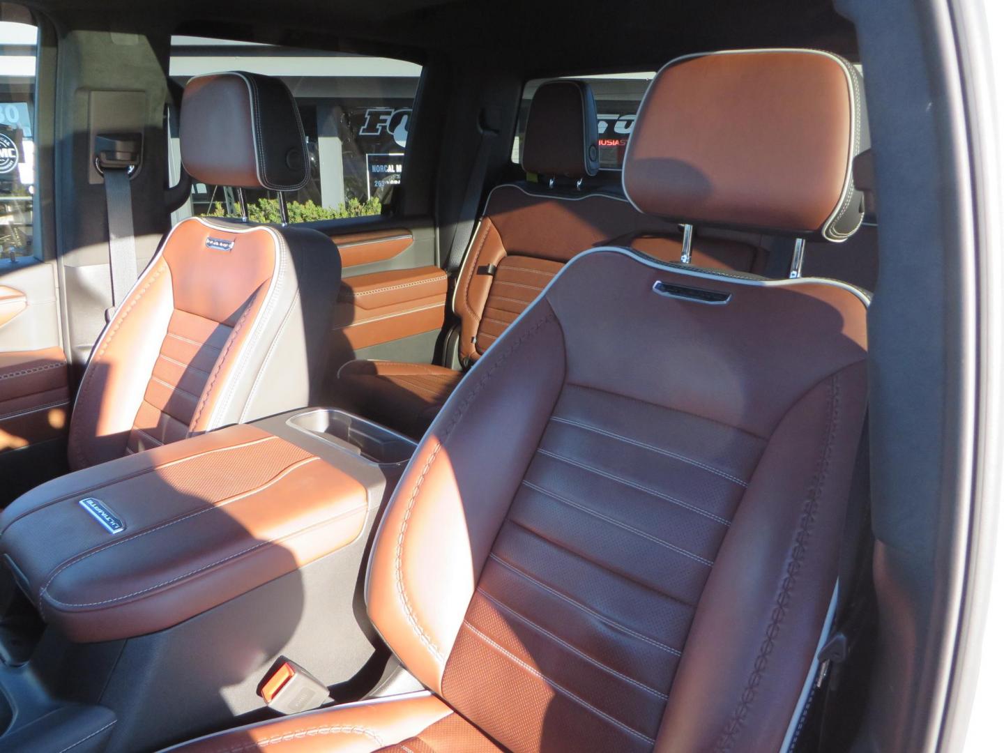 2024 White /Brown GMC Sierra 3500HD Crew Cab 4WD (1GT49YEYXRF) with an 6.6L V8 OHV 16V TURBO DIESEL engine, 10 Speed Automatic transmission, located at 2630 Grass Valley Highway, Auburn, CA, 95603, (530) 508-5100, 38.937893, -121.095482 - Must see Tow rig! - Photo#30