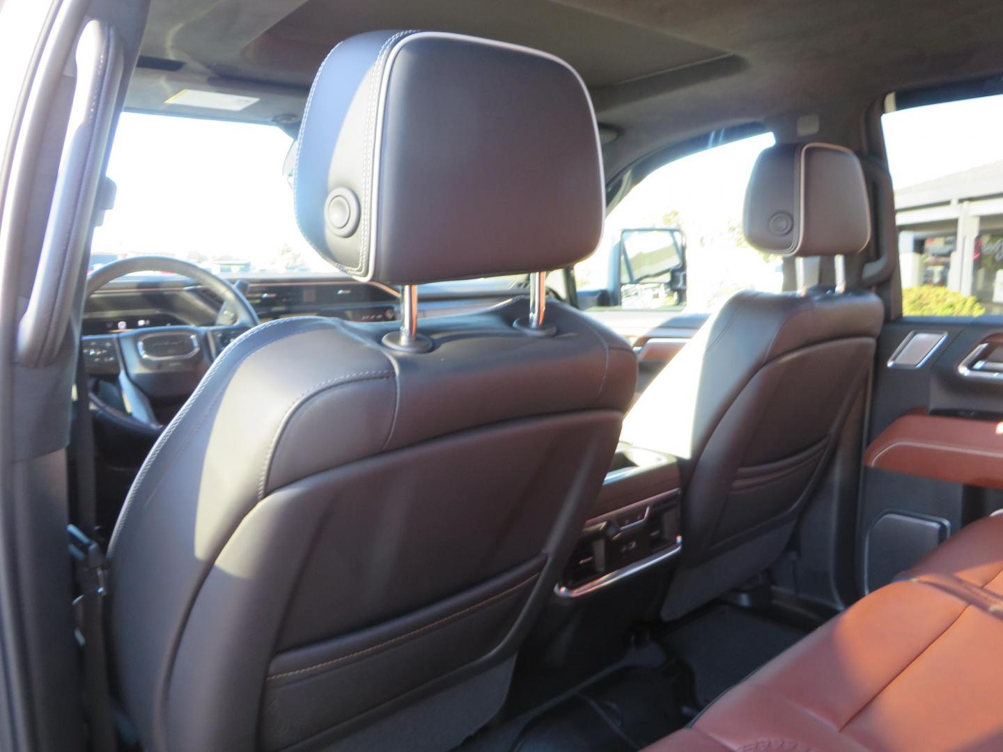 2024 White /Brown GMC Sierra 3500HD Crew Cab 4WD (1GT49YEYXRF) with an 6.6L V8 OHV 16V TURBO DIESEL engine, 10 Speed Automatic transmission, located at 2630 Grass Valley Highway, Auburn, CA, 95603, (530) 508-5100, 38.937893, -121.095482 - Must see Tow rig! - Photo#55