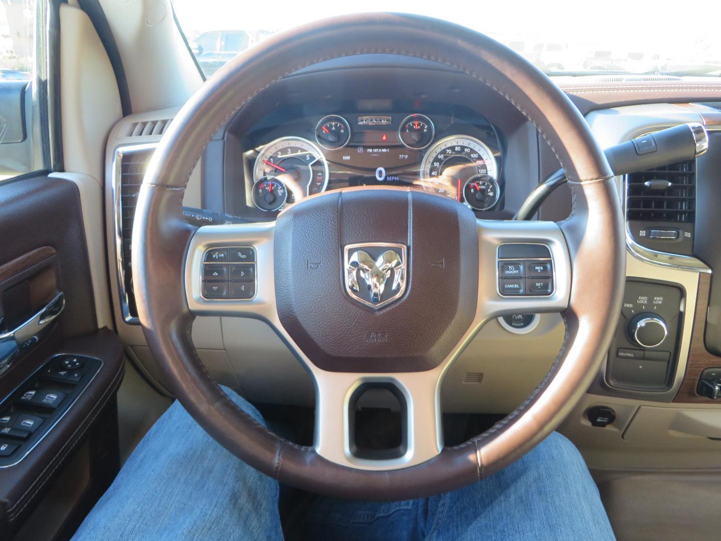 2015 White /Tan RAM 2500 Laramie Crew Cab LWB 4WD (3C6UR5KLXFG) with an 6.7L L6 OHV 24V TURBO DIESEL engine, 6-Speed Automatic transmission, located at 2630 Grass Valley Highway, Auburn, CA, 95603, (530) 508-5100, 38.937893, -121.095482 - Features- Thuren Suspension system, Fox 2.5 Performance Elite shocks, N-Fab runnign boards, Rimrock rear bumper, 20'' Fuel wheels, 35'' Nito Trail Grappler tires, Weathertech floor liners, and a Banks intake. - Photo#38
